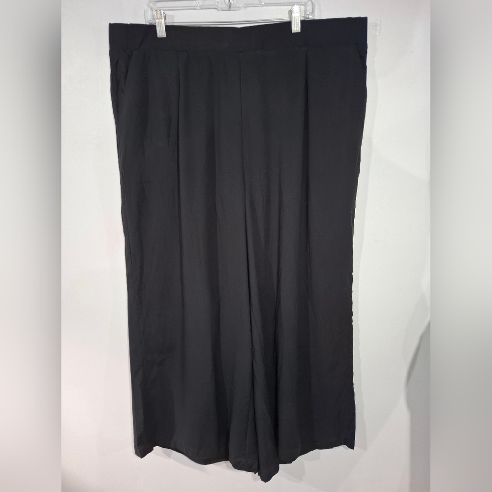 Torrid Pull On Wide Leg Challis Pant Womens Size 3 High Rise Black Elastic Black - Picture 3 of 13